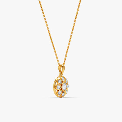 Golden Floral Medallion Pendant with Link Chain
