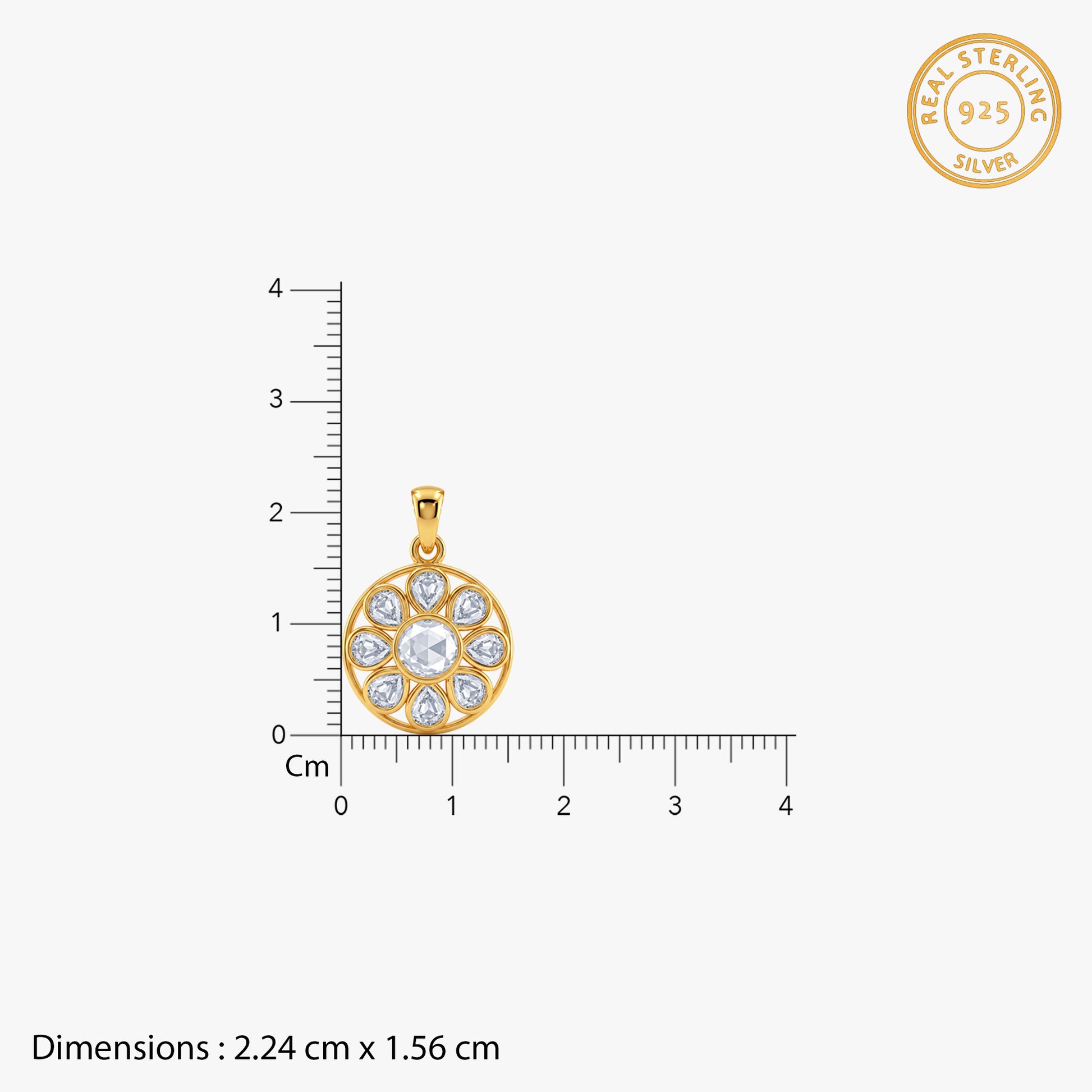 Golden Floral Medallion Pendant with Link Chain