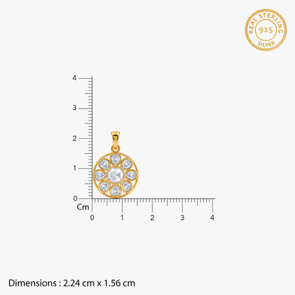 Golden Floral Medallion Pendant with Link Chain
