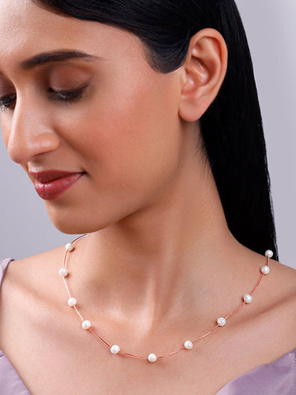 Rose Gold Splendid Pearl Necklace