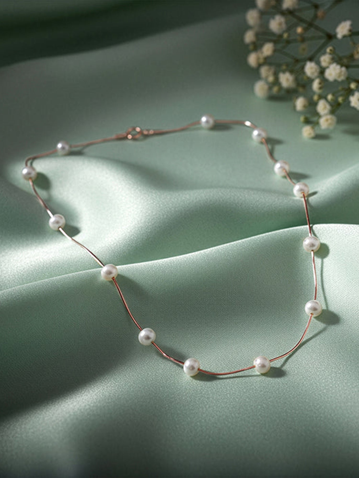 Rose Gold Splendid Pearl Necklace