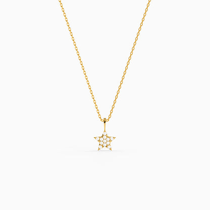 Golden Moonlight Star Pendant with Link Chain