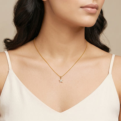 Golden Moonlight Star Pendant with Link Chain