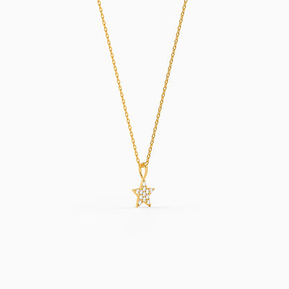 Golden Moonlight Star Pendant with Link Chain