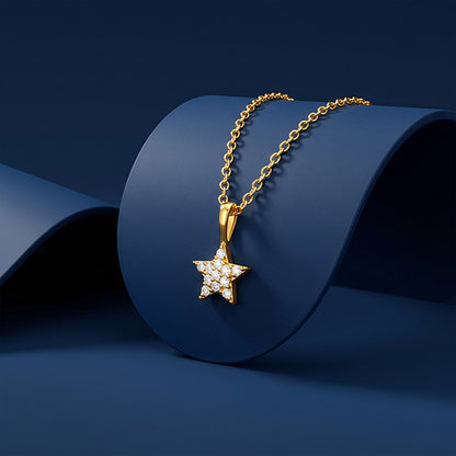 Golden Moonlight Star Pendant with Link Chain