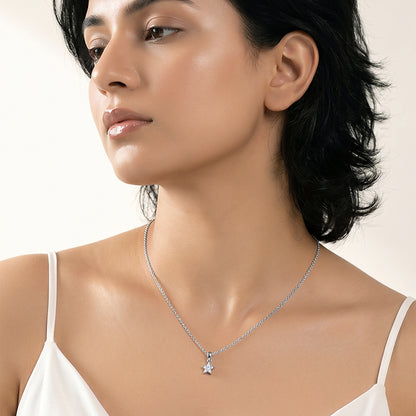 Silver Starlit Gleam Pendant with Link Chain