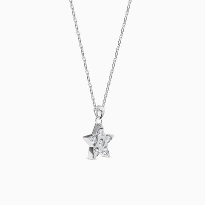 Silver Starlit Gleam Pendant with Link Chain