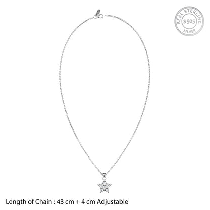 Silver Starlit Gleam Pendant with Link Chain