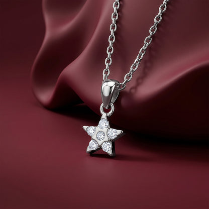 Silver Starlit Gleam Pendant with Link Chain