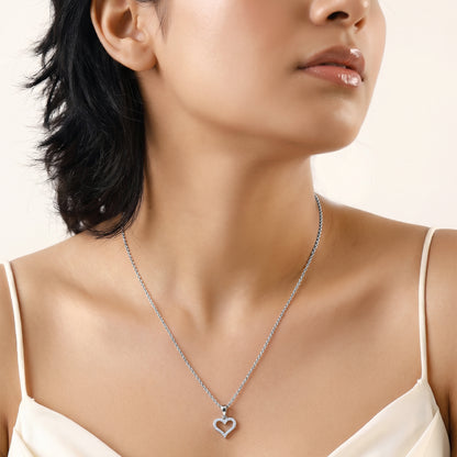 Silver Eternal Heart Pendant with Link Chain