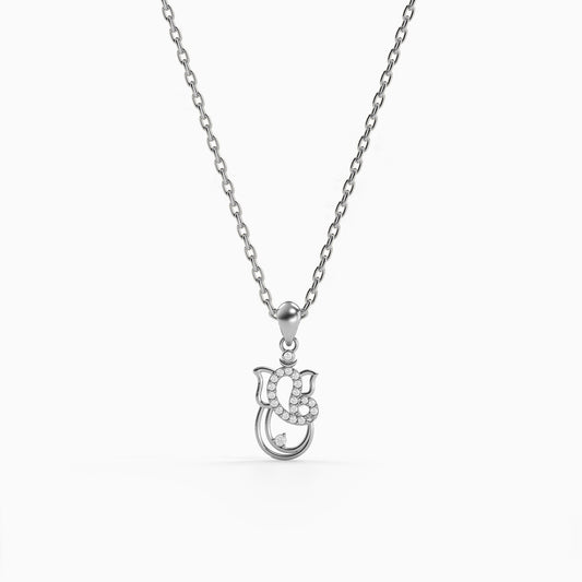 Silver Ganapati Ji Pendant with Link Chain