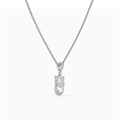 Silver Ganapati Ji Pendant with Link Chain