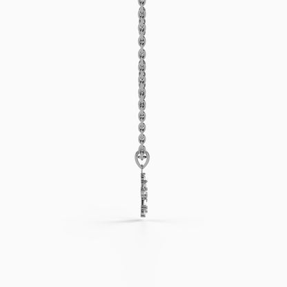 Silver Snowflake Bloom Pendant with Link Chain