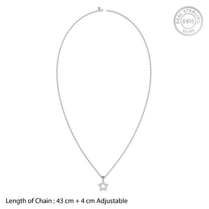 Silver Snowflake Bloom Pendant with Link Chain