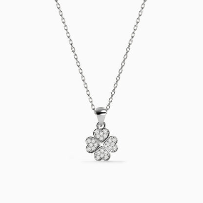 Silver Starlit Floral Pendant with Link Chain