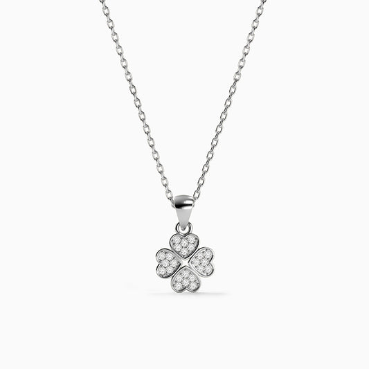 Silver Starlit Floral Pendant with Link Chain