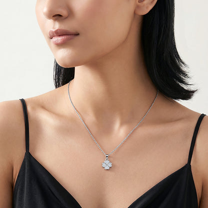Silver Starlit Floral Pendant with Link Chain
