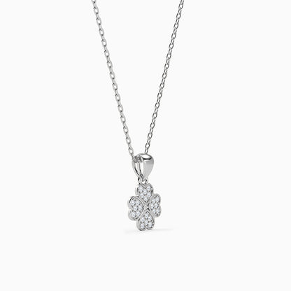 Silver Starlit Floral Pendant with Link Chain