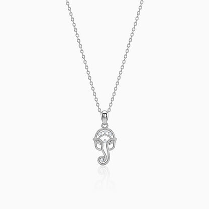 Silver Ekadantaya Pendant with Link Chain