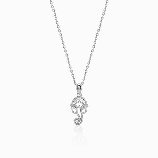 Silver Ekadantaya Pendant with Link Chain