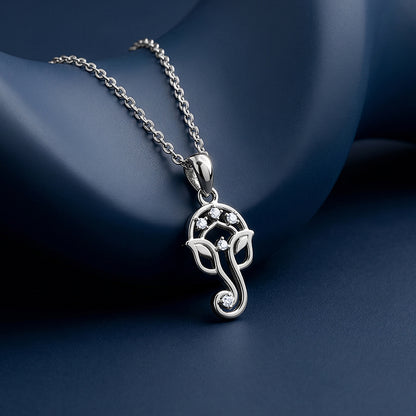 Silver Ekadantaya Pendant with Link Chain