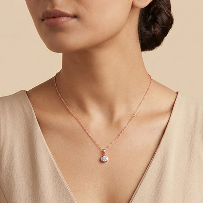 Rose Gold Circle of Glow Pendant With Link Chain
