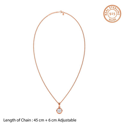 Rose Gold Circle of Glow Pendant With Link Chain