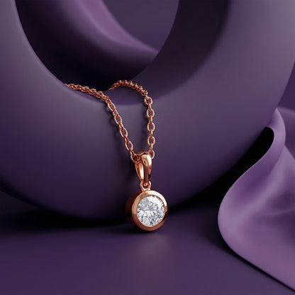 Rose Gold Circle of Glow Pendant With Link Chain