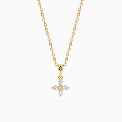 Golden Camellia Pendant With Link Chain