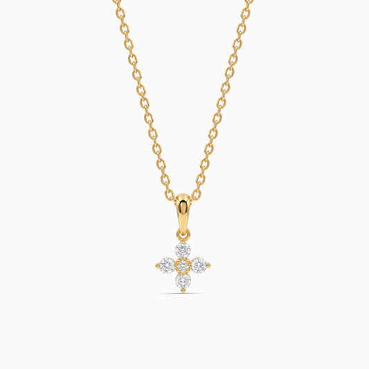 Golden Camellia Pendant With Link Chain