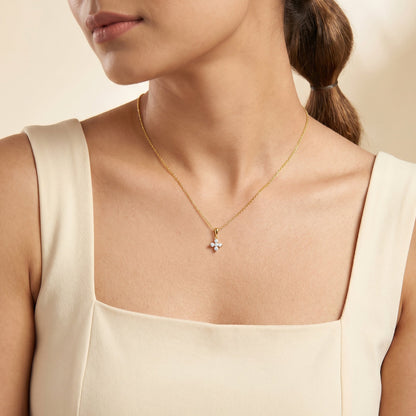 Golden Camellia Pendant With Link Chain