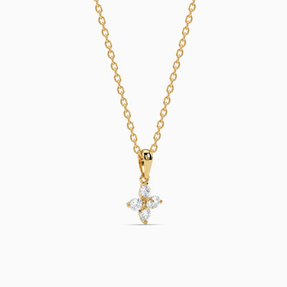 Golden Camellia Pendant With Link Chain