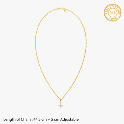 Golden Camellia Pendant With Link Chain
