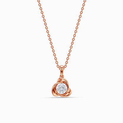 Rose Gold Cute Rose Bud Pendant With Link Chain