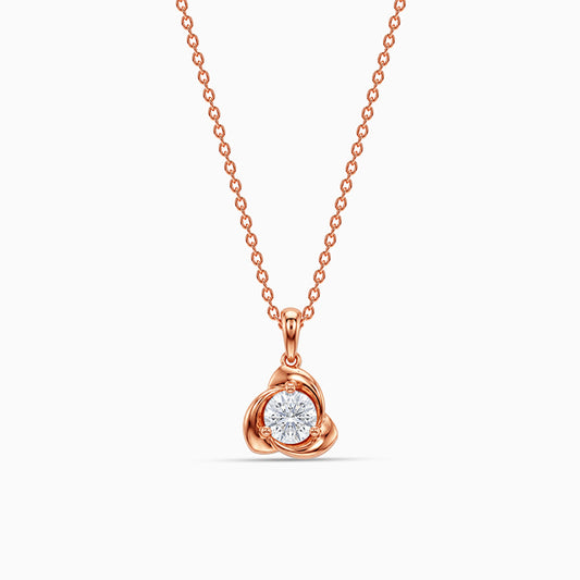 Rose Gold Cute Rose Bud Pendant With Link Chain