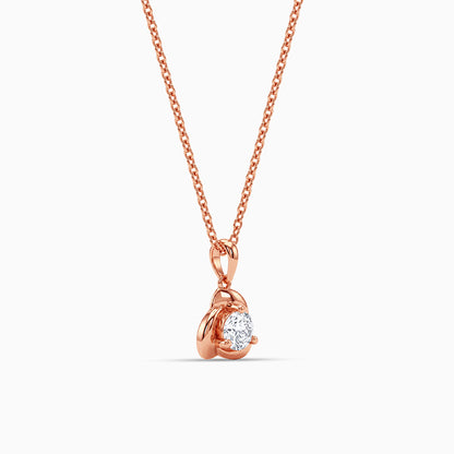 Rose Gold Cute Rose Bud Pendant With Link Chain