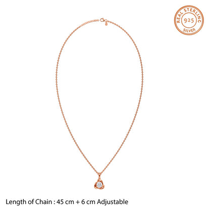 Rose Gold Cute Rose Bud Pendant With Link Chain