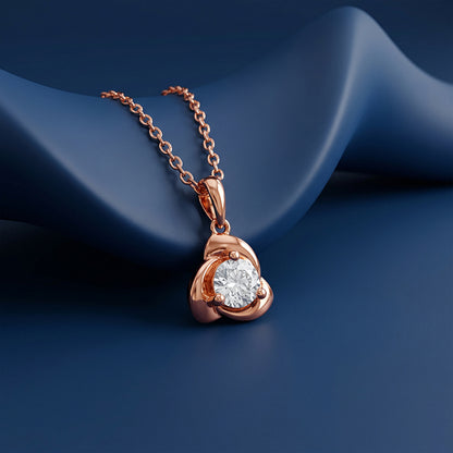 Rose Gold Cute Rose Bud Pendant With Link Chain