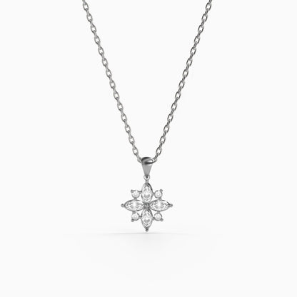 Silver Celeste Floral Pendant with Link Chain