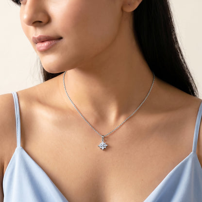 Silver Celeste Floral Pendant with Link Chain