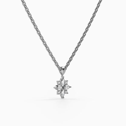 Silver Celeste Floral Pendant with Link Chain