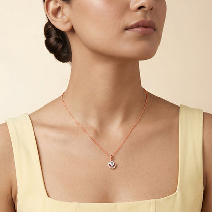 Rose Gold Styling Look Pendant With Link Chain