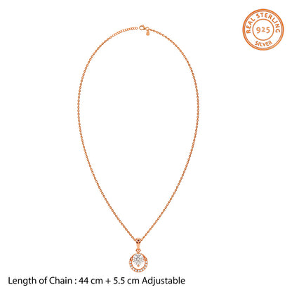 Rose Gold Styling Look Pendant With Link Chain