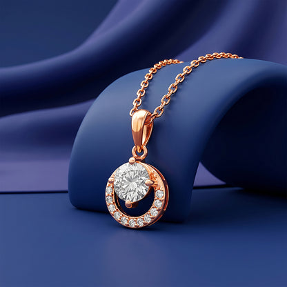 Rose Gold Styling Look Pendant With Link Chain