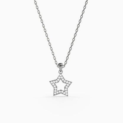 Silver Twinkle Star Pendant with Link Chain