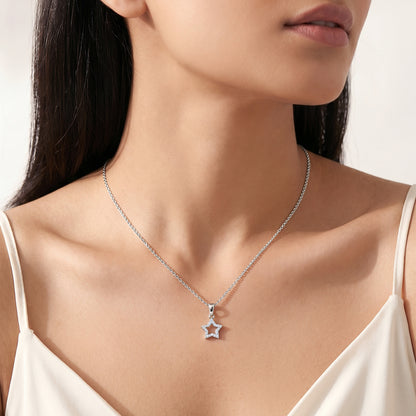Silver Twinkle Star Pendant with Link Chain