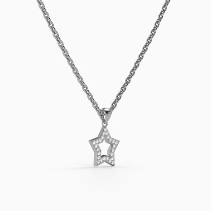 Silver Twinkle Star Pendant with Link Chain