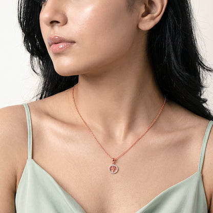 Rose Gold Moonline Tree Pendant with Link Chain