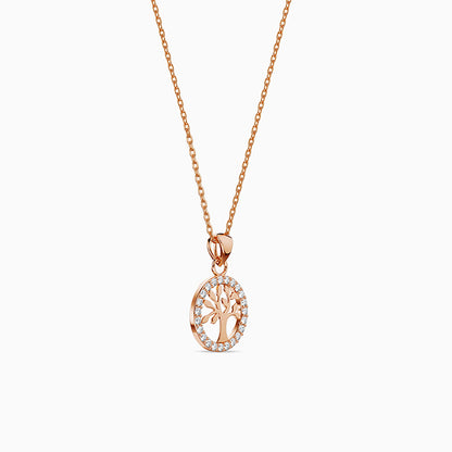 Rose Gold Moonline Tree Pendant with Link Chain