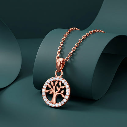 Rose Gold Moonline Tree Pendant with Link Chain